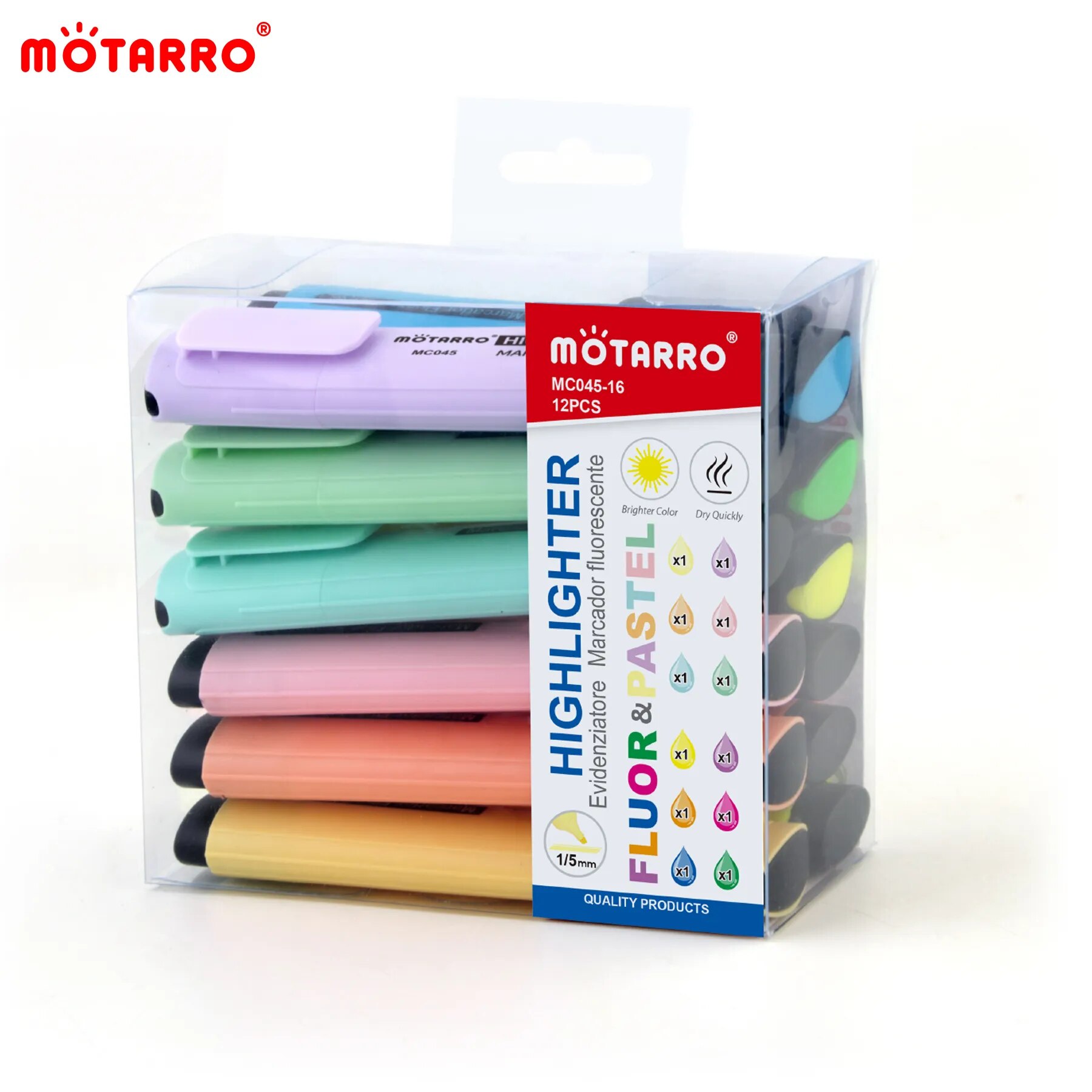 Stabilo Marker Boss - MOTARRO 12 ชิ้นกล่อง Pvc เครื่องหมายสีเรืองแสง Tiny