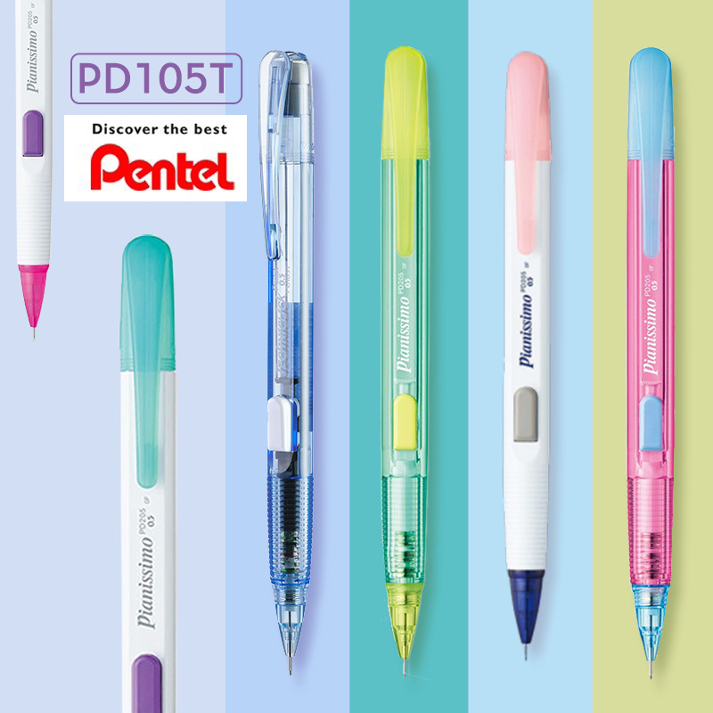 Pentel Pen Energel - ญี่ปุ่น Pentel ดินสอเครื่องเขียนยางลบจํากัดกดด้านข้าง 0.5 มม.โปร่งใส Anti