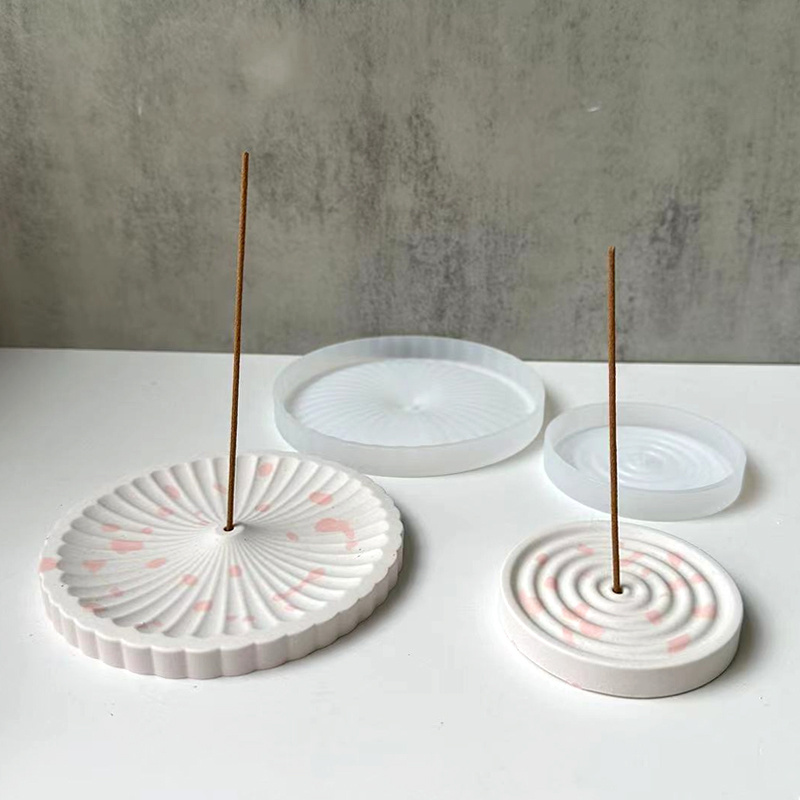Silicone Mold Tray - แม่พิมพ์ถาดธูปซิลิโคน 1 ชิ้น, แม่พิมพ์ธูปแบบวงกลม DIY, แม่พิมพ์ปูนซีเมนต์ยิปซั่ม,