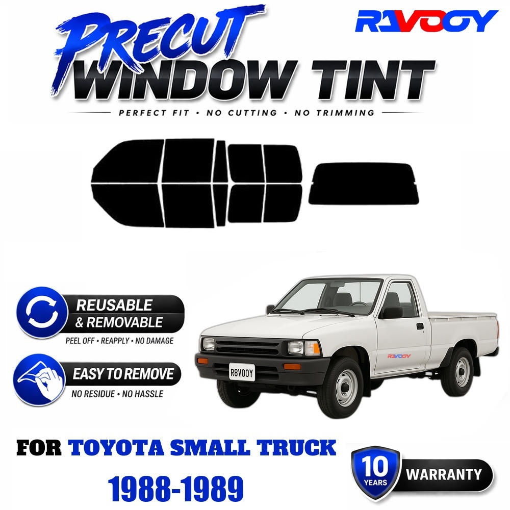 Heat Gun Small - RAVOOY ฟิล์มกรองแสงแบบตัดสำเร็จ, ฟิล์ม EPU แบบถอดได้, ออกแบบมาให้พอดีสำหรับรถบรรทุกขนาดเล็กโตโยต้า