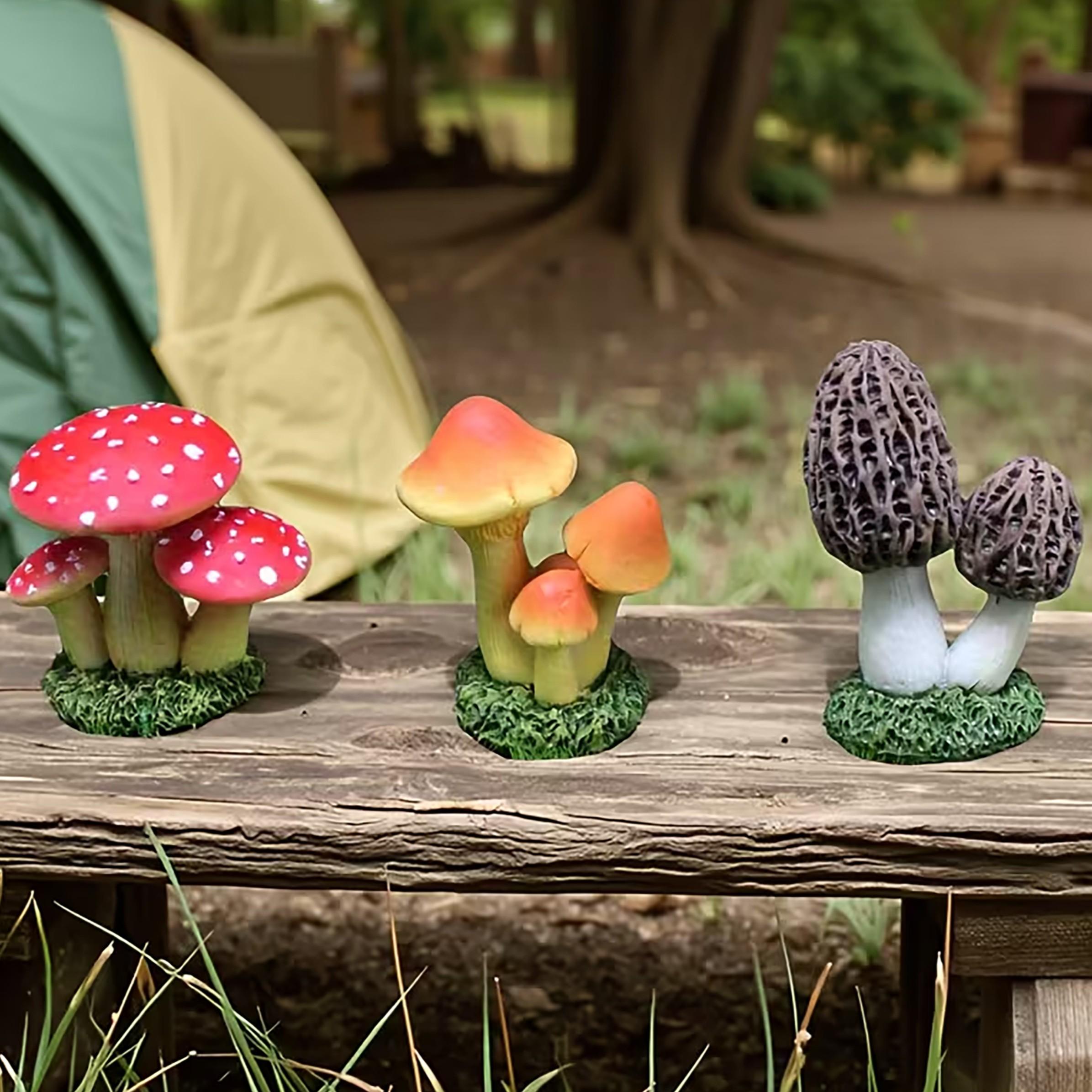 Terrarium Moss Art - ชุดตกแต่งเห็ดประดิษฐ์ 3 ชิ้น พร้อมมอสสำหรับจัดสวนขนาดเล็ก ตกแต่งกระถางต้นไม้ DIY