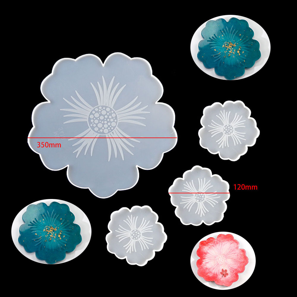 Epoxy Uv Resin Kit - แม่พิมพ์ซิลิโคนสำหรับทำจานรองแก้วลายดอกไม้ขนาดใหญ่ ชุดแม่พิมพ์เรซิ่นสำหรับทำแผ่นรองแก้ว แม่พิมพ์อีพ็อกซี่ UV สำหรับตกแต่งบ้าน ชุดอุปกรณ์ทำงานฝีมือ