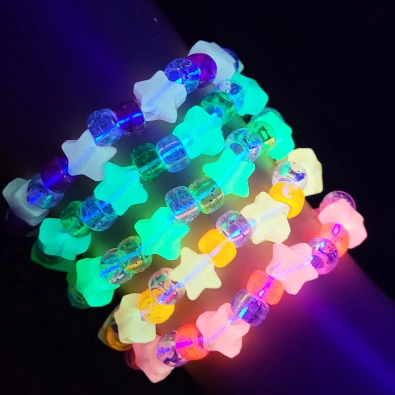 Resin Glitter Pack - 5 Glow star kandi ชุดสร้อยข้อมือ,สร้อยข้อมือ Glitter,kandi