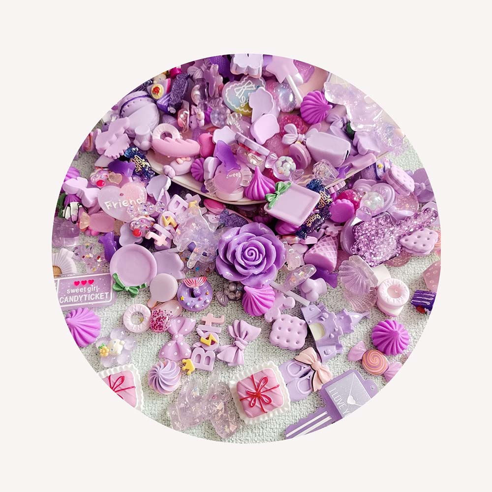 Crafting Resin - อุปกรณ์ตกแต่งโทรศัพท์มือถือ DIY งานฝีมือประดับโบว์ 1000 ชิ้น คละสีฟ้า-เขียว-ม่วง