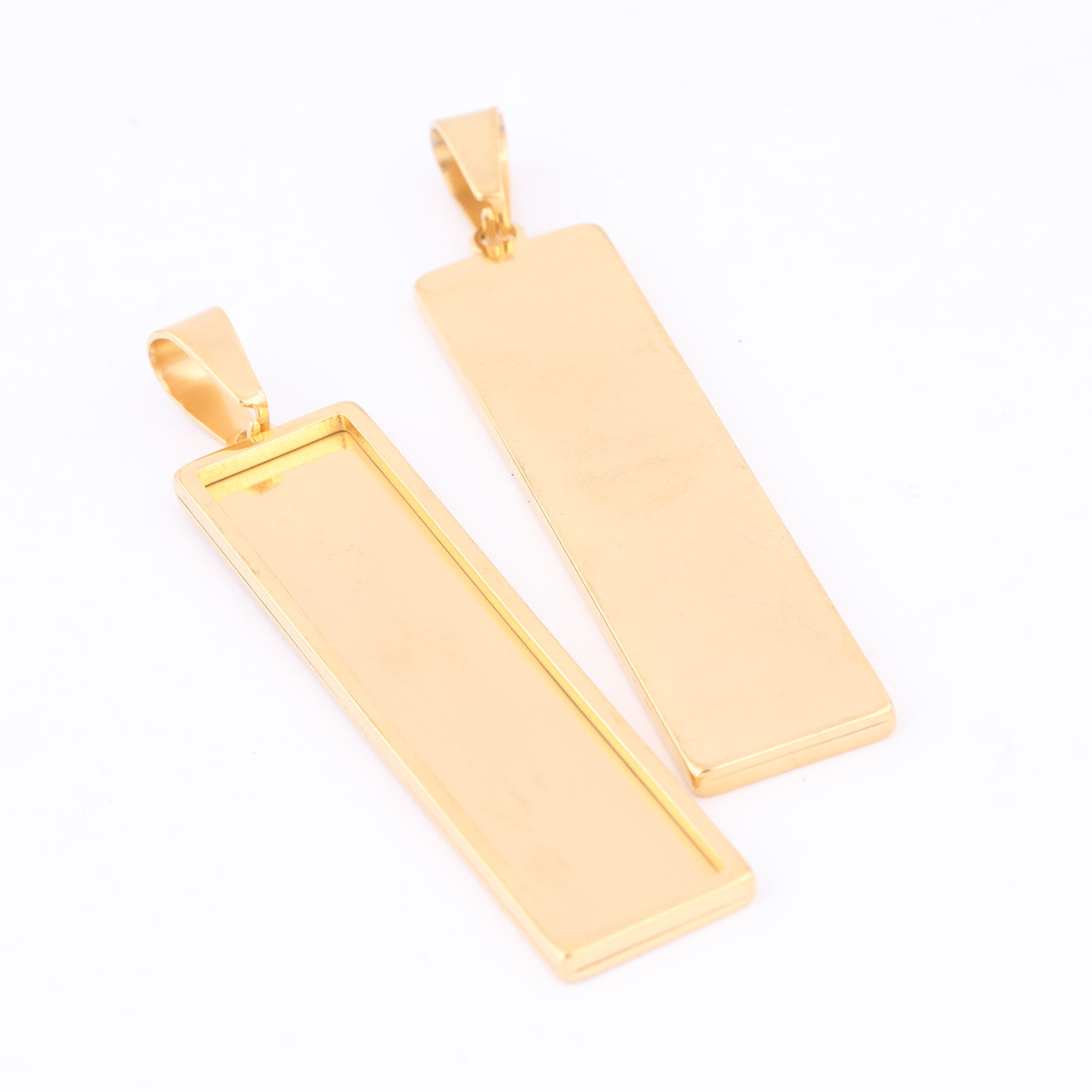 5pcs สแตนเลสสตีลชุบทอง 10x50 ม - Bezels Set Pendant บทวิจารณ์และราคา