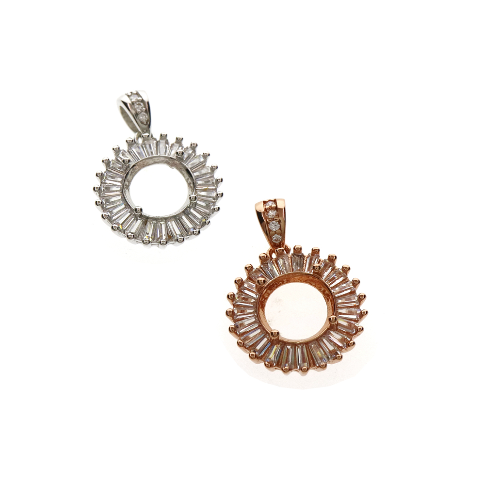 4-12MM รอบ Rose Gold เงินอัญมณ - Bezels Set Pendant บทวิจารณ์และราคา