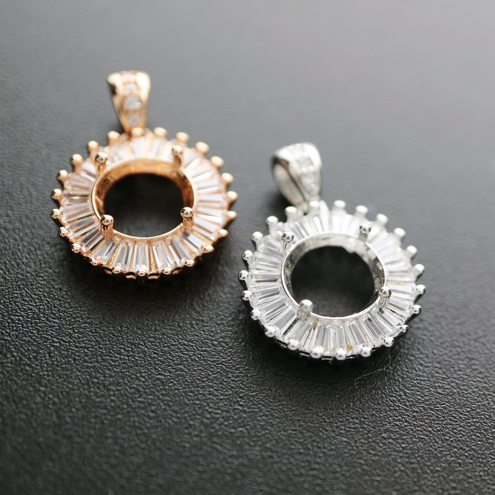 4-12MM รอบ Rose Gold เงินอัญมณ - Bezels Set Pendant บทวิจารณ์และราคา