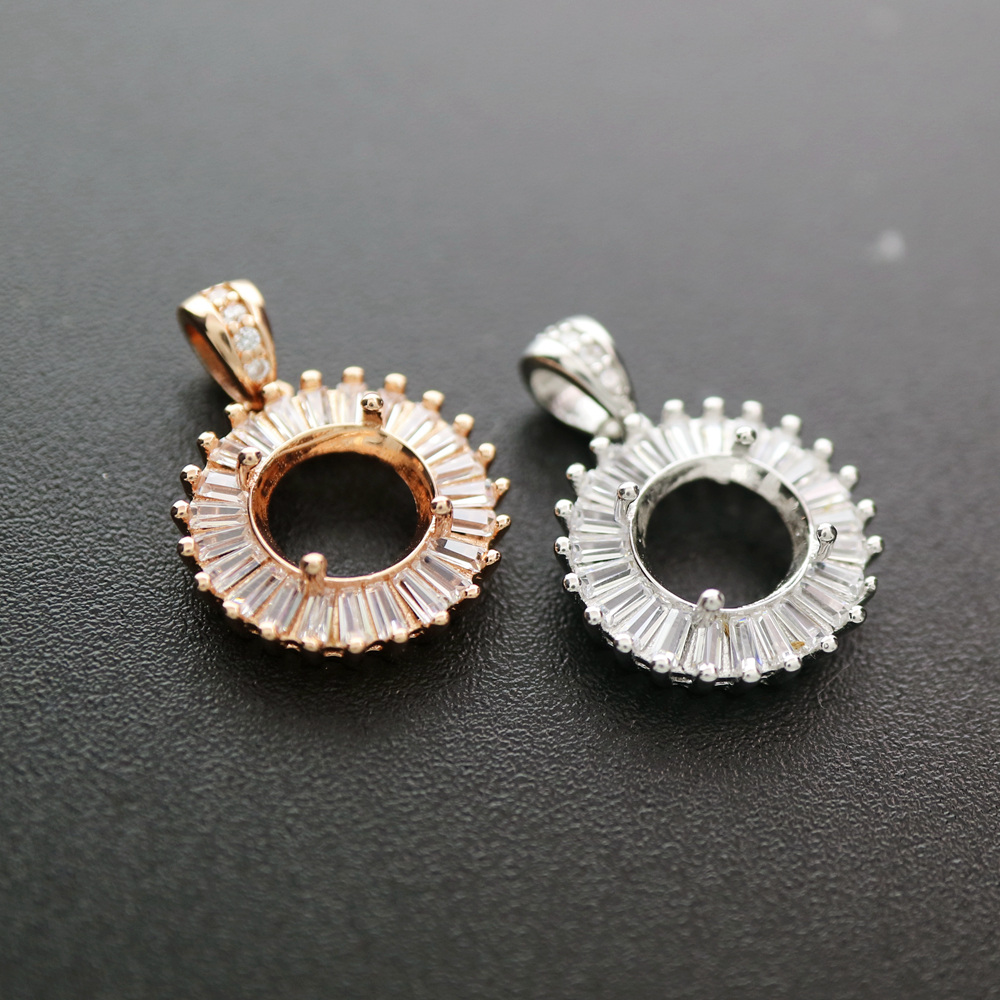 4-12MM รอบ Rose Gold เงินอัญมณ - Bezels Set Pendant บทวิจารณ์และราคา
